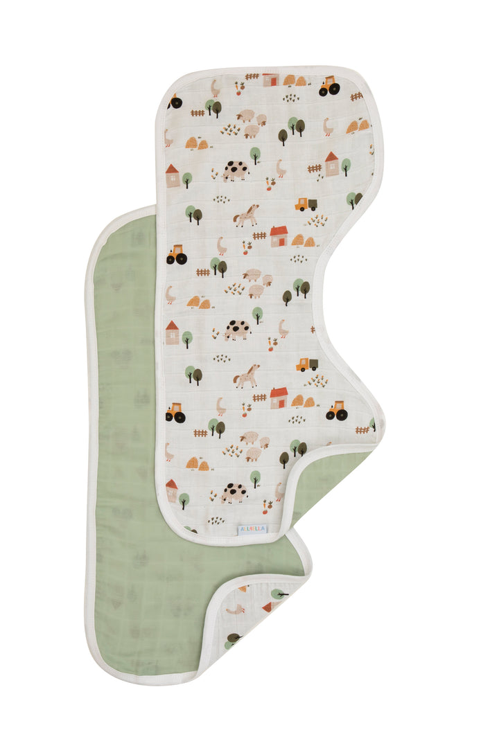 Organic Reversible Burp Cloth 2pck- Country Farm