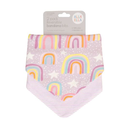 Bandana Bibs 2pk- Lilac Rainbows