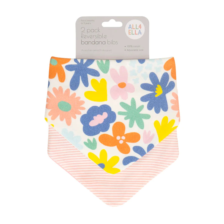 Bandana Bibs 2pk- Bright Floral