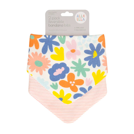 Bandana Bibs 2pk- Bright Floral