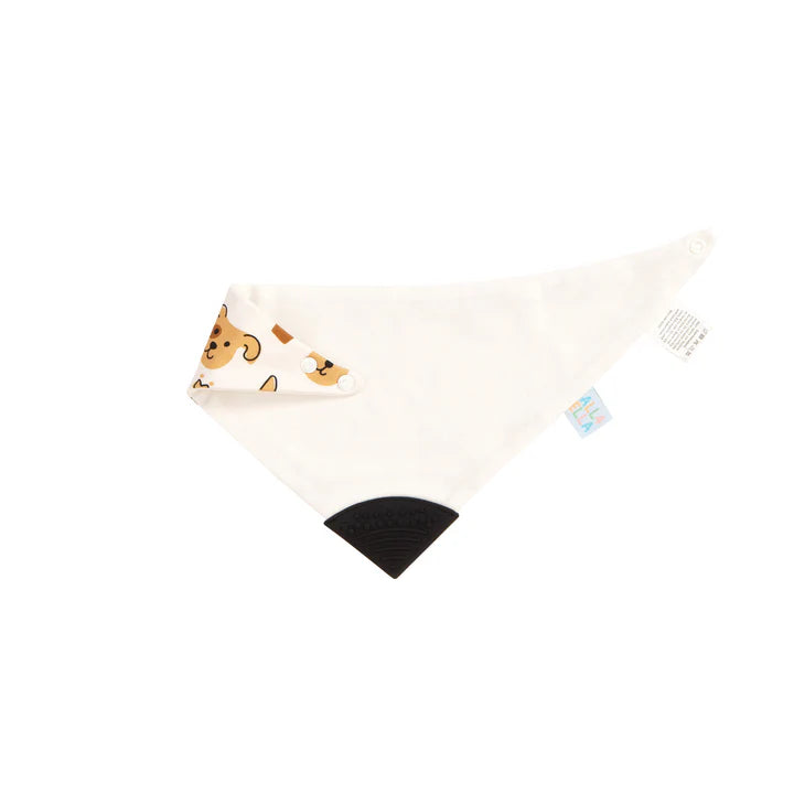 Bandana Reversable Bib With Silicone Teether- Puppies