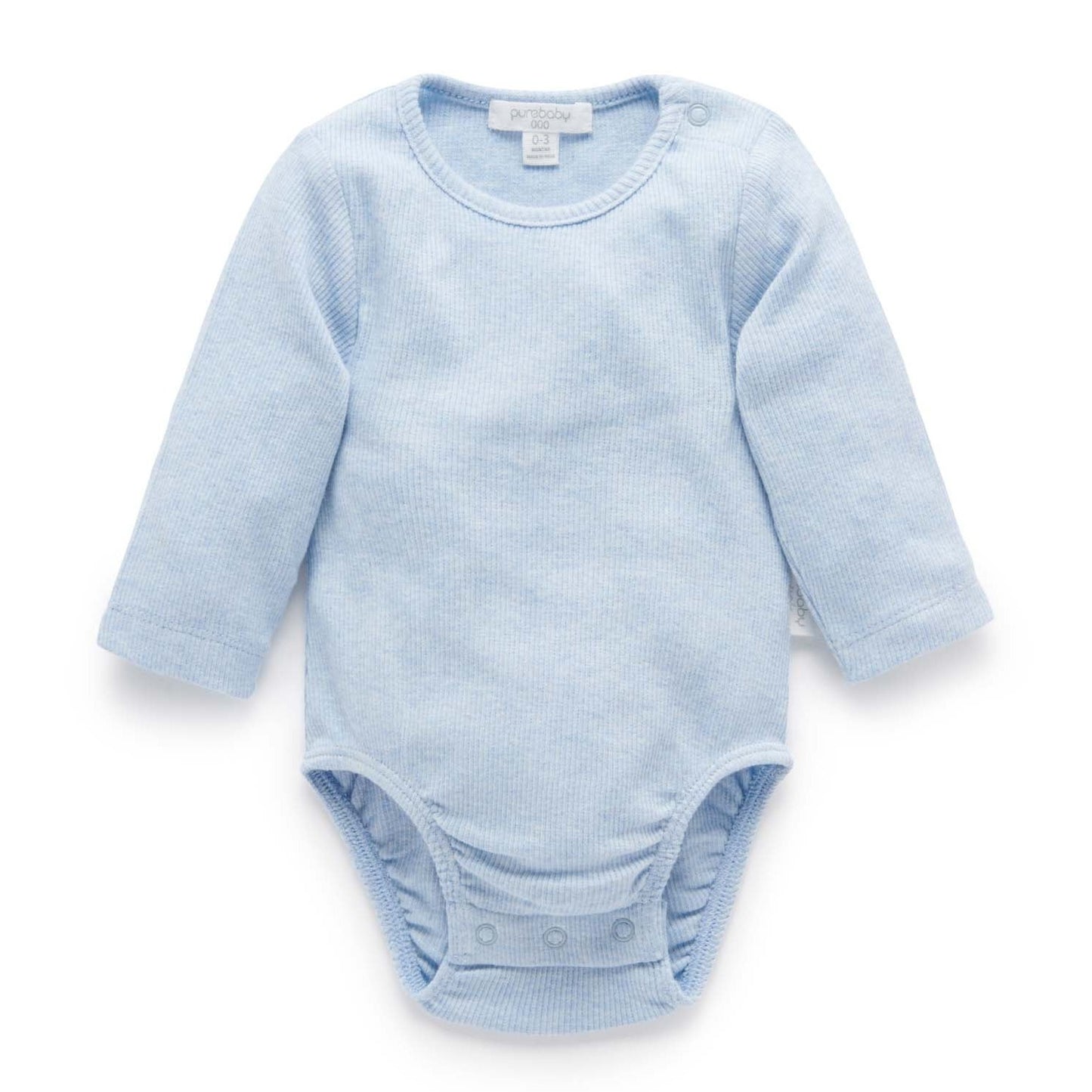 Ribbed Bodysuit Long Sleeve Blue Melange