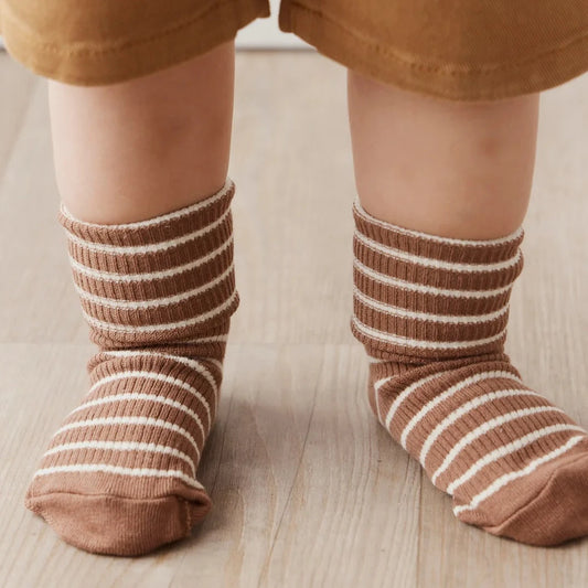 Classic Rib Sock- Hazelnut Stripe