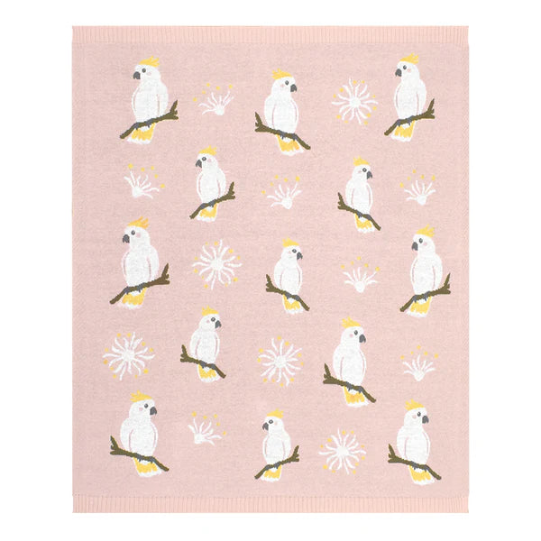 Australiana Baby Blanket- Cockatoo/Blush