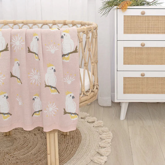 Australiana Baby Blanket- Cockatoo/Blush