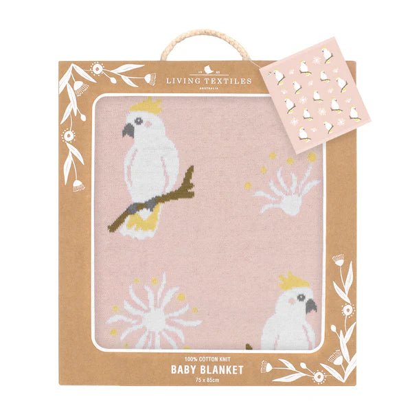 Australiana Baby Blanket- Cockatoo/Blush