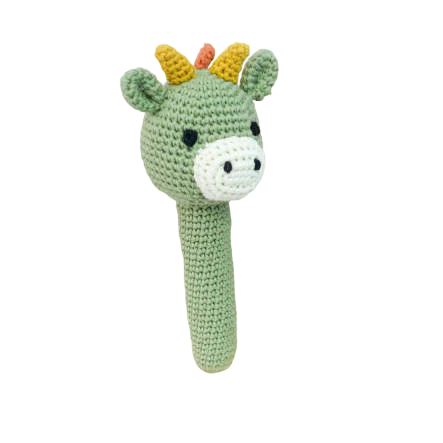 Crochet Handle Rattle- Spike Dinosaur