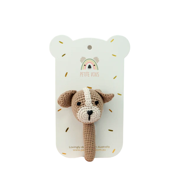 Crochet Handle Rattle- Parker Puppy