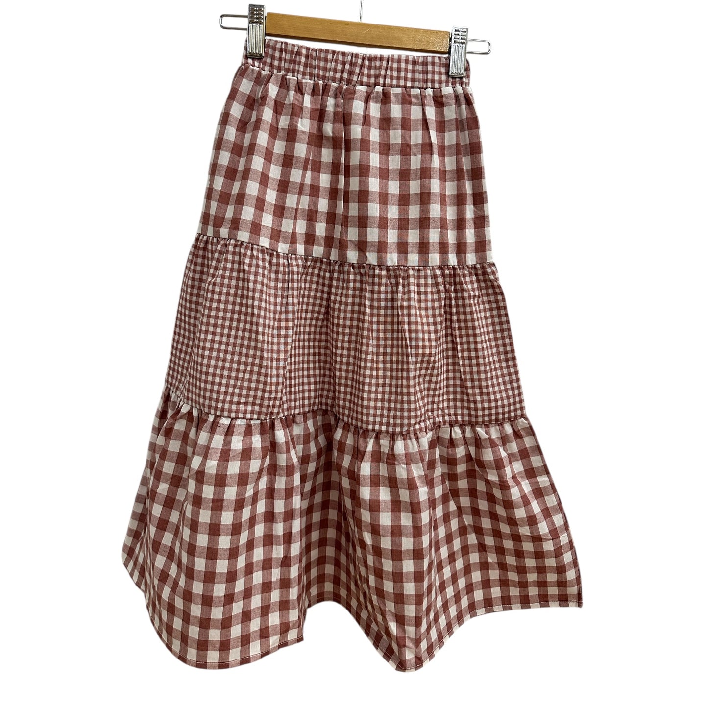 Girls Maxi Skirt- Pink Ginghams