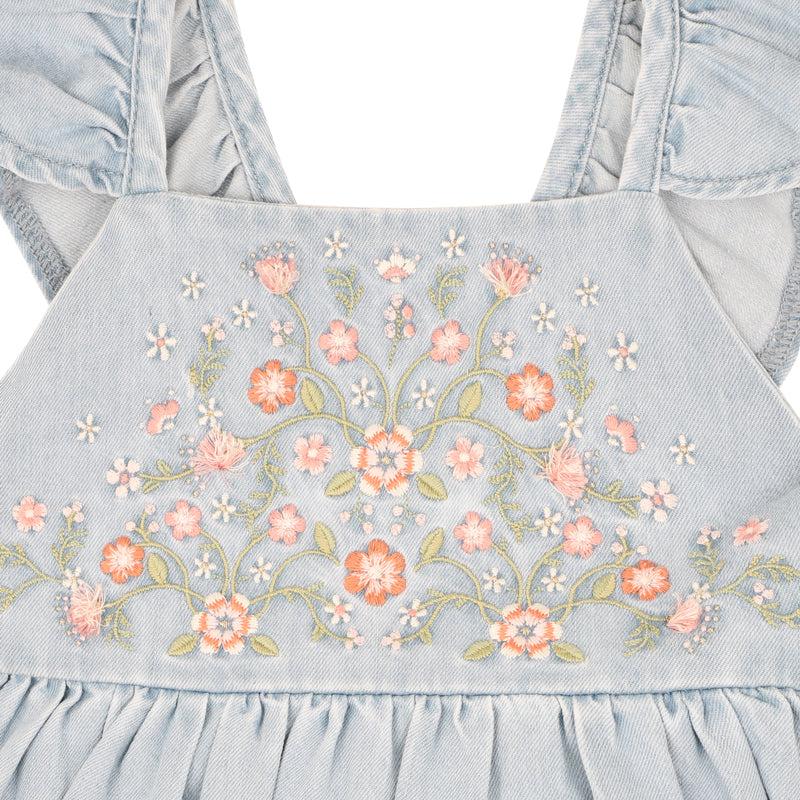 Palm Cove Denim Embroidered Dress