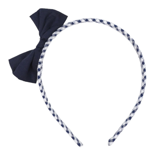 Gingham Headband- Navy