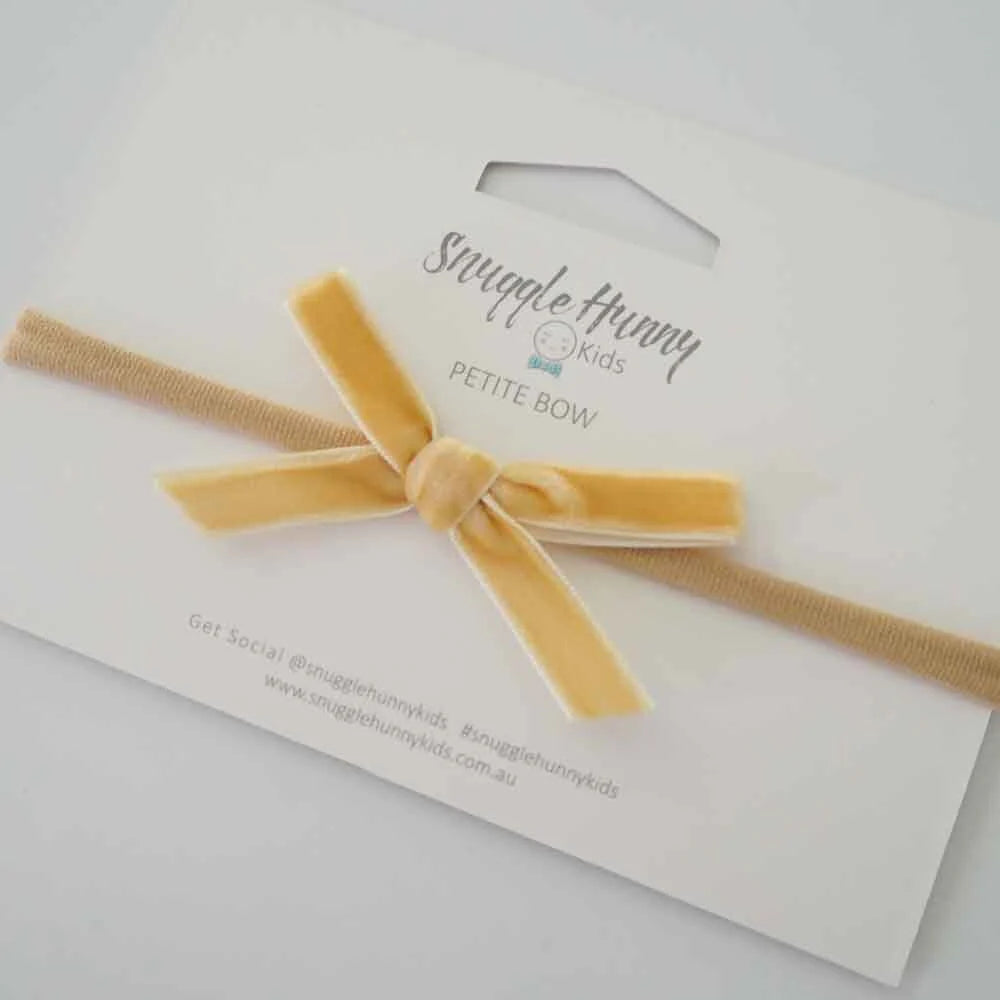 Baby Velvet Bow- Gold