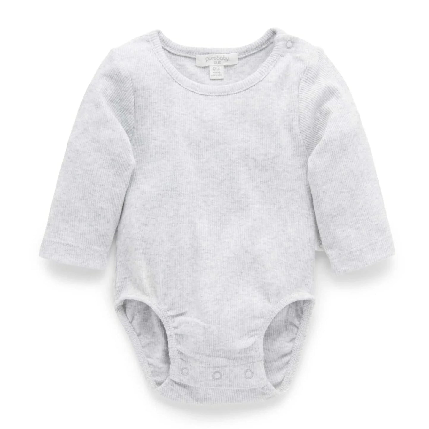 Ribbed Bodysuit Long Sleeve Pale Grey Melange