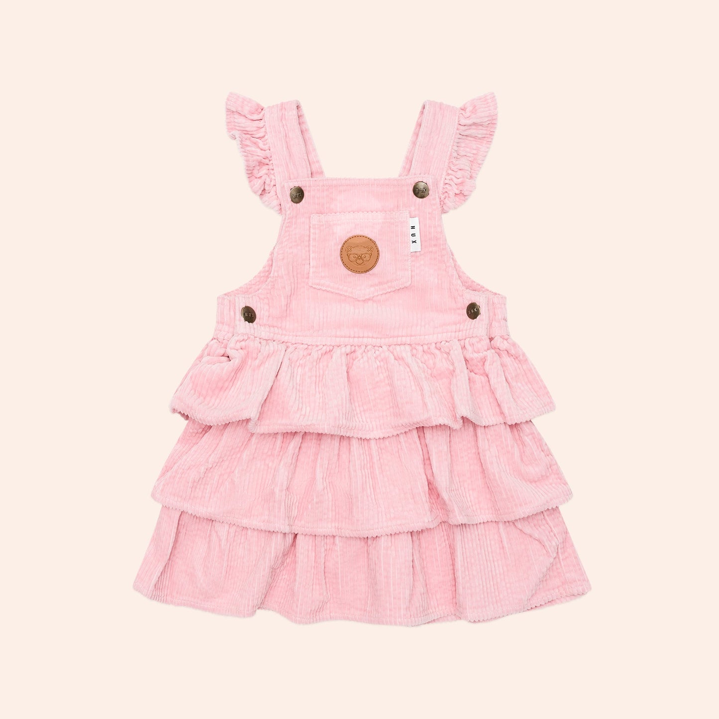 Blush Cord Tiered Overall Dress