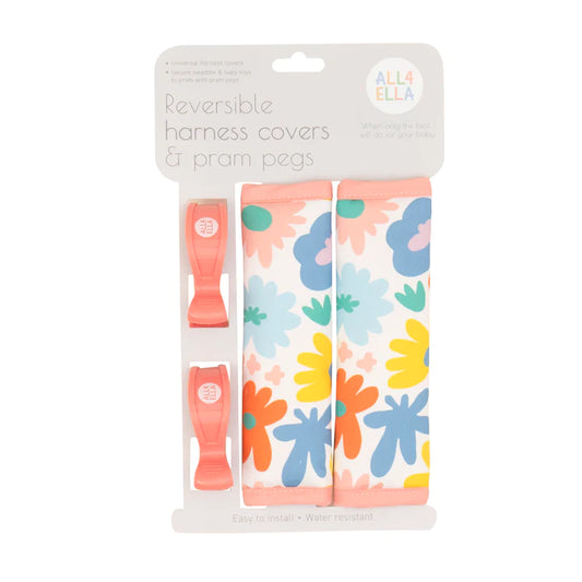 Harness Covers & Pram Pegs- Bright Floral