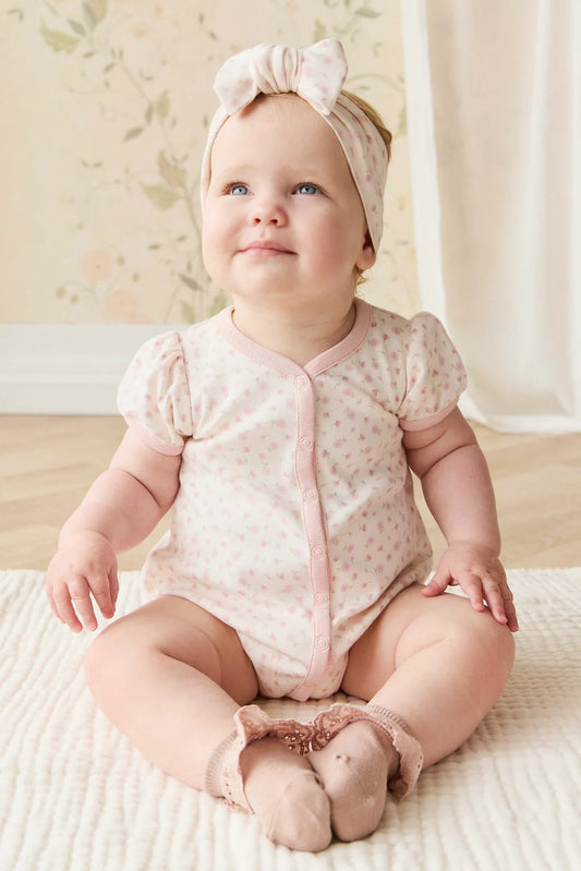 Organic Cotton Antoinette Playsuit - Victoria Blush