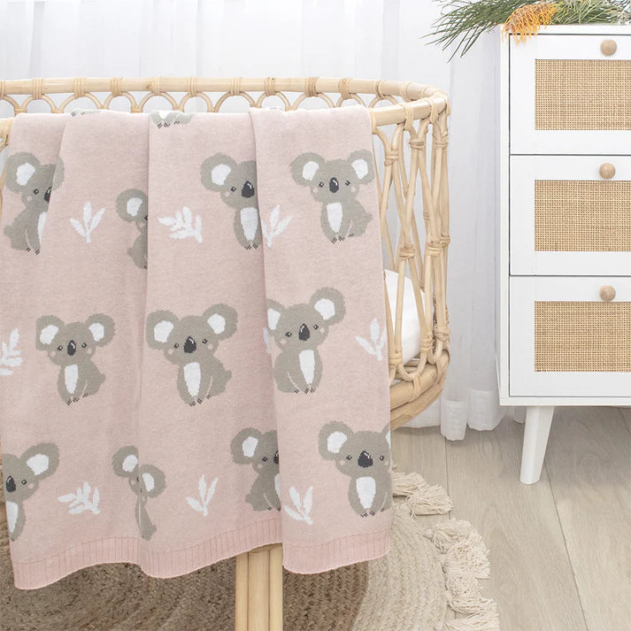 Australiana Baby Blanket- Koala/Blush