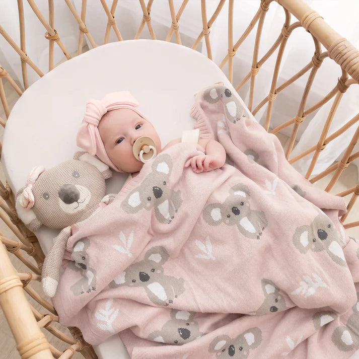 Australiana Baby Blanket- Koala/Blush