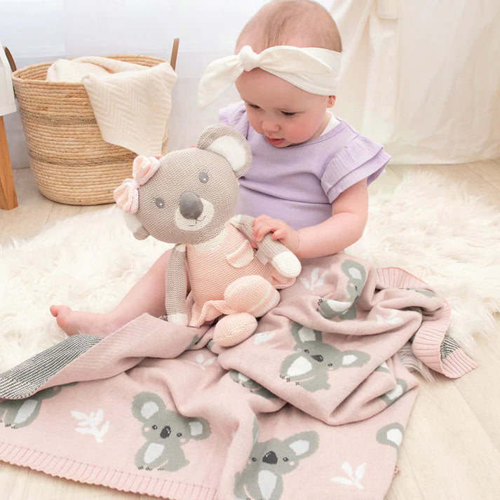 Australiana Baby Blanket- Koala/Blush