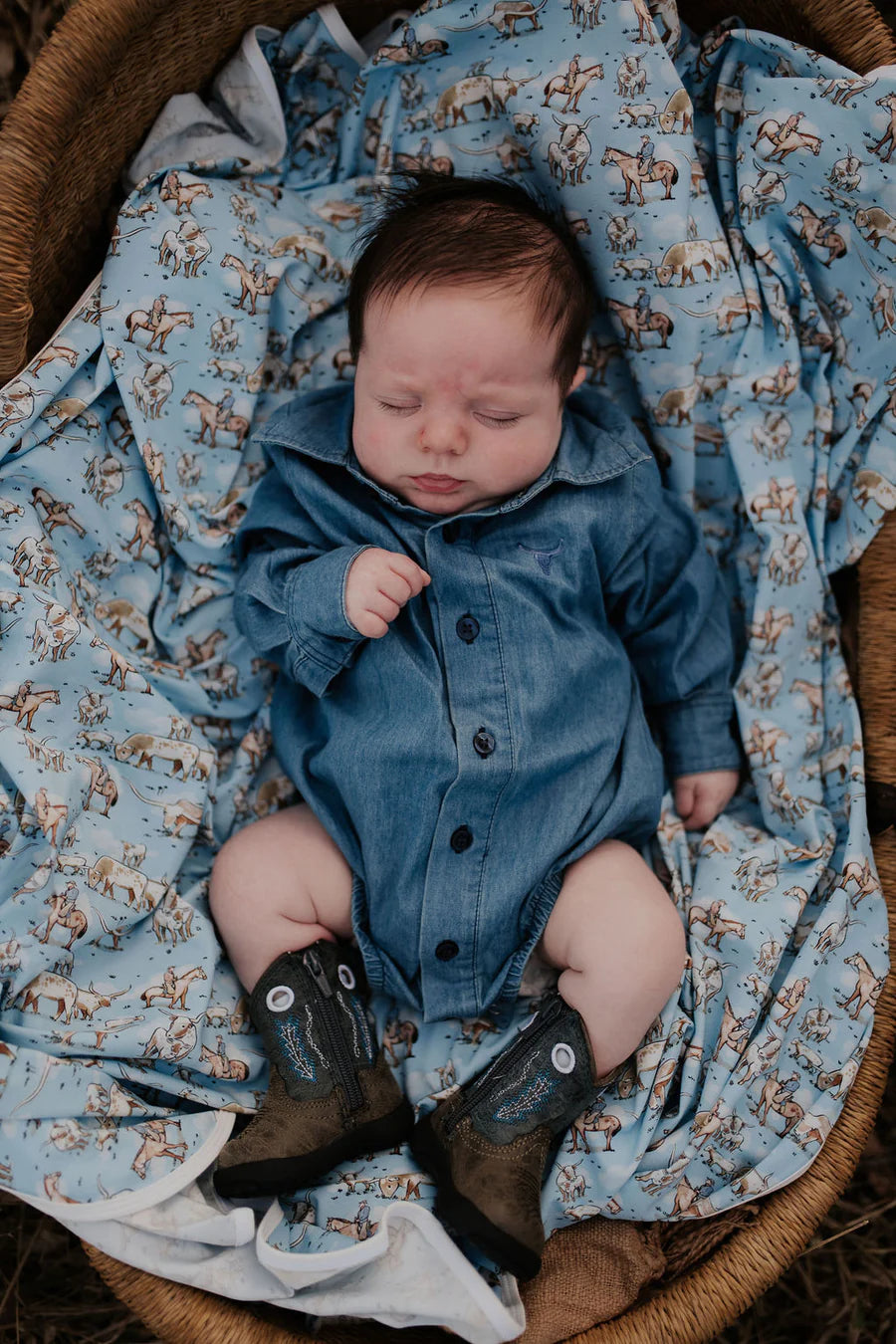 Mirror Denim Long Sleeve Romper