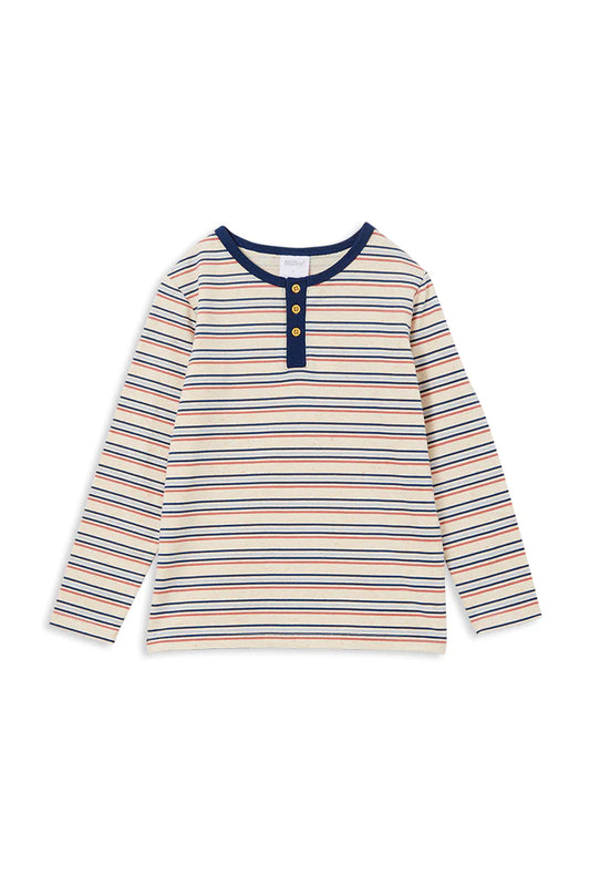 Natural Stripe Henley Top