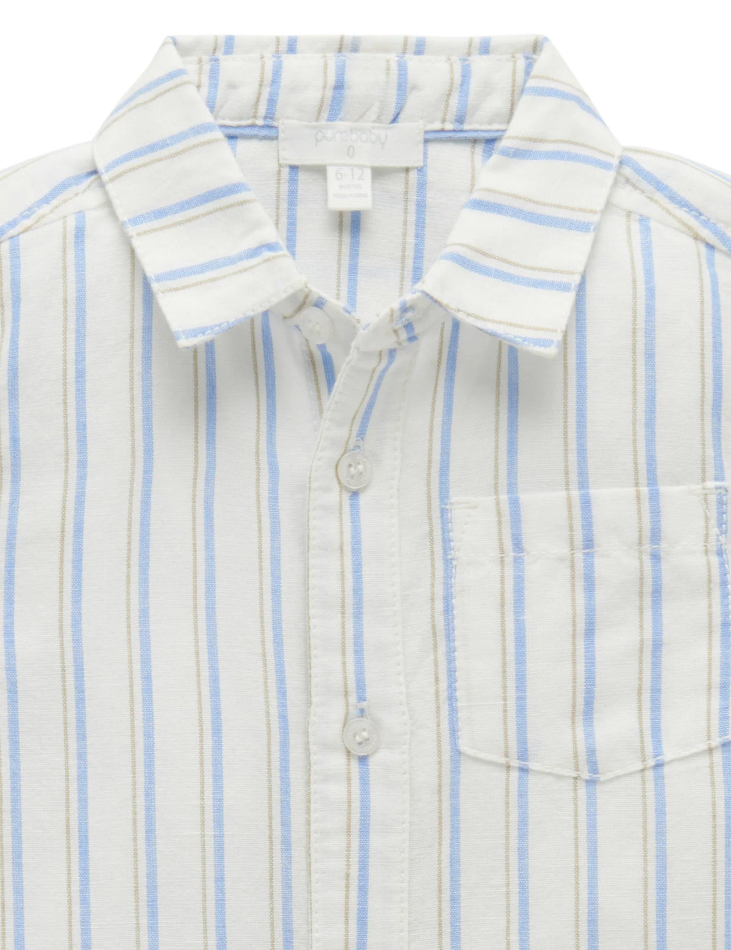 Linen Blend Relaxed Long Sleeve Shirt- Sailor Stripe