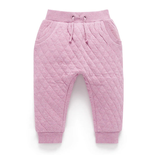 Quilted Track Pants- Lavender Melange