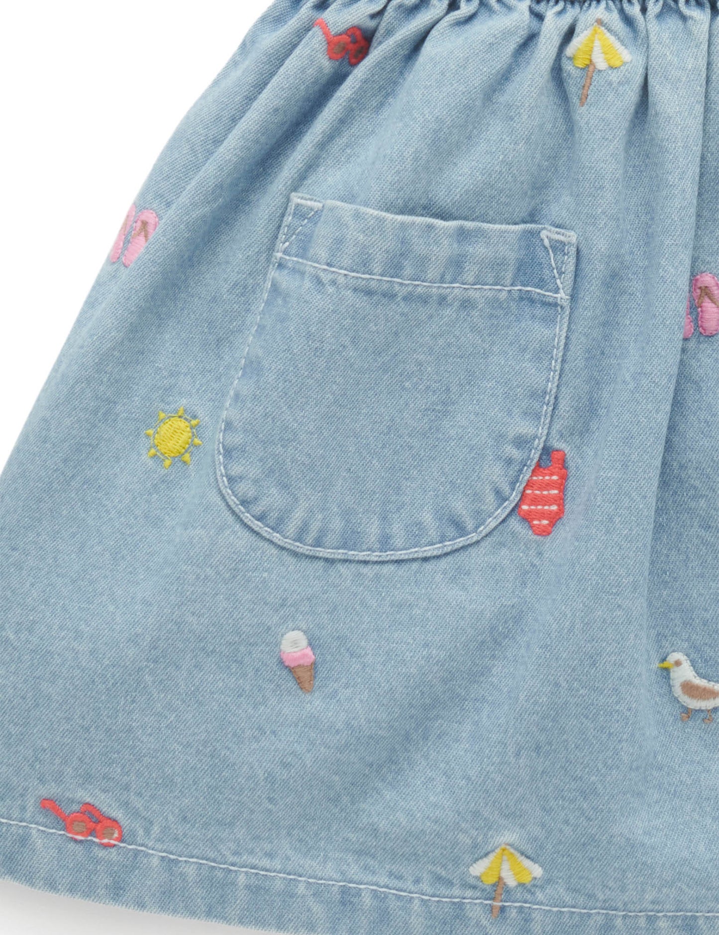 Embroided Pinnie- Seaside Broderie