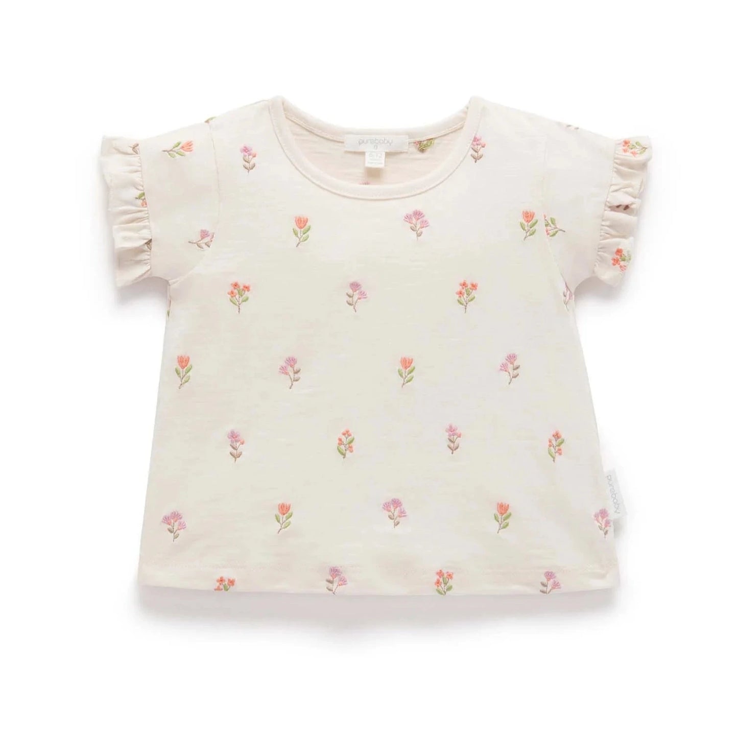 Ruffle Tee- Cloud Sprig Broderie