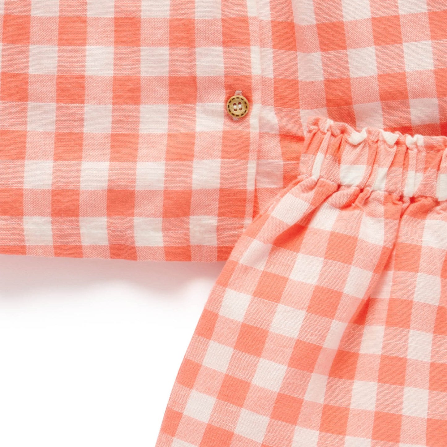 Gingham Top & Short Set- Coral