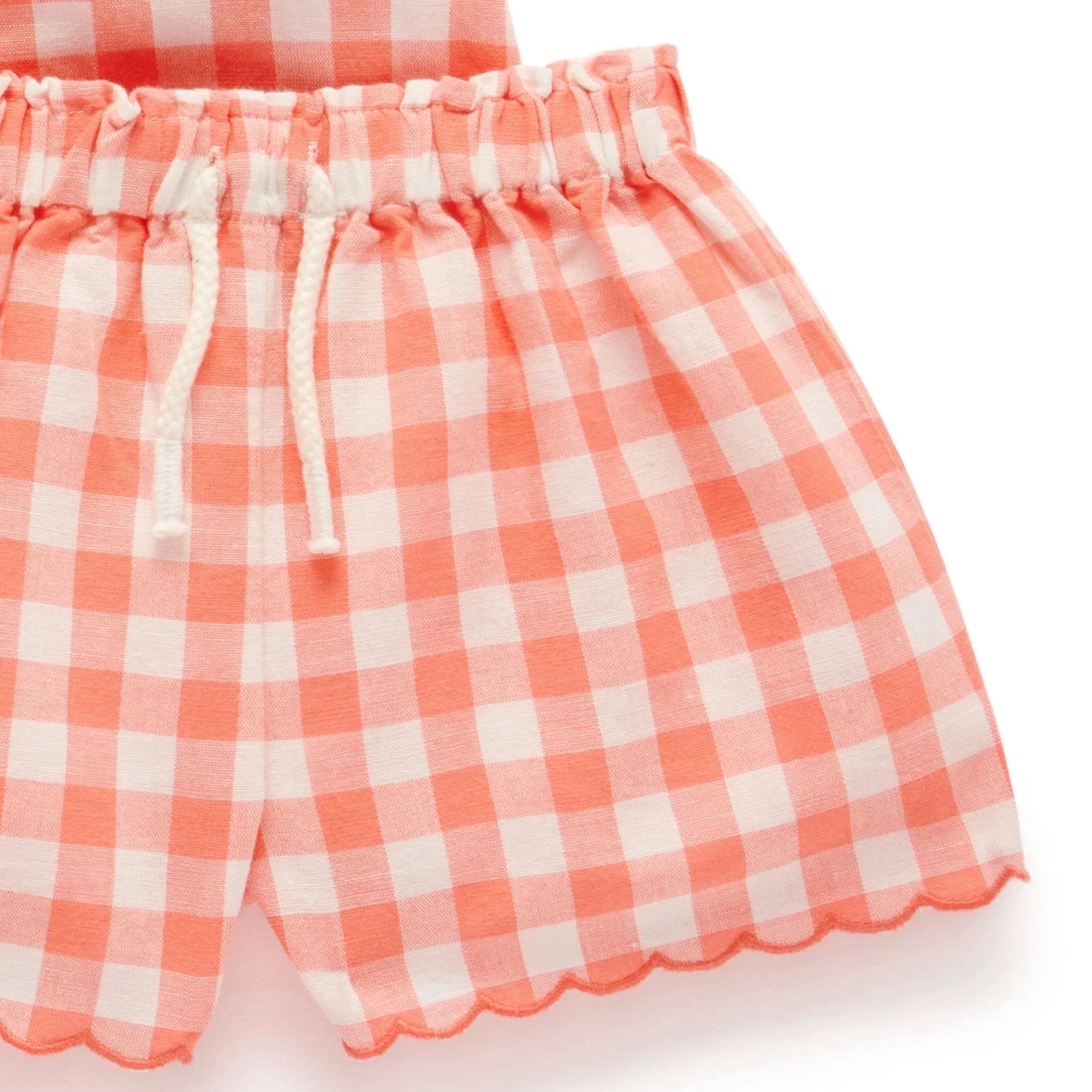 Gingham Top & Short Set- Coral