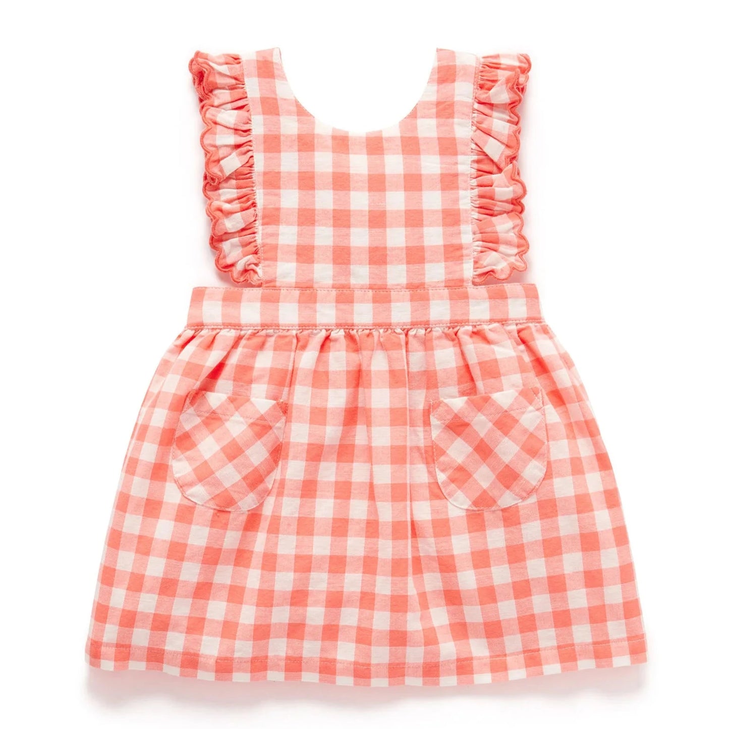 Gingham Pinnie- Coral