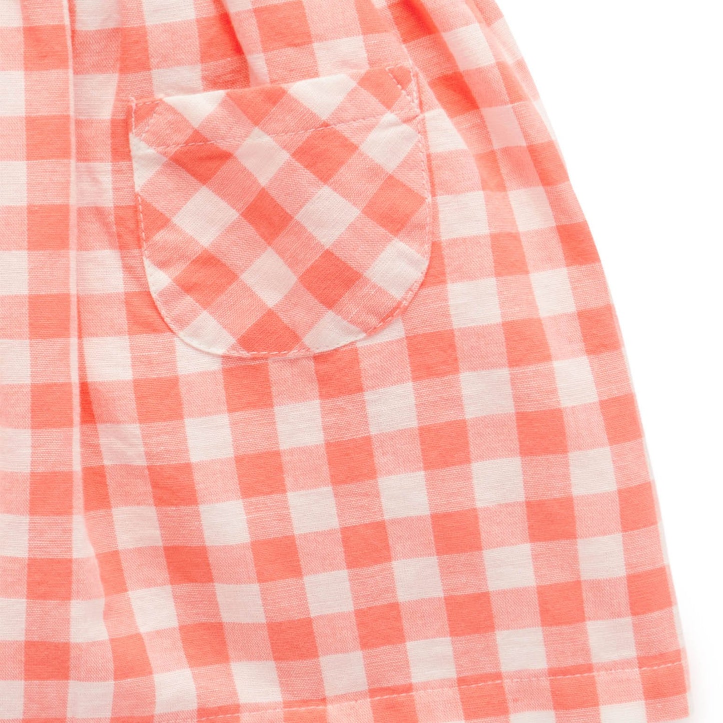 Gingham Pinnie- Coral