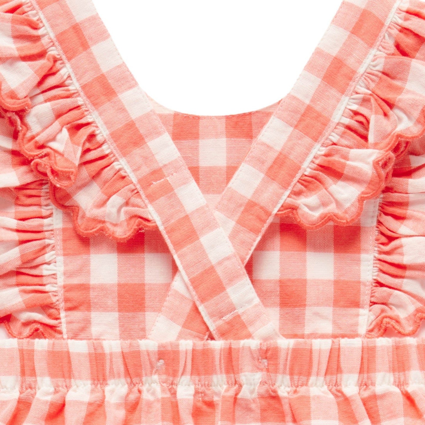 Gingham Pinnie- Coral