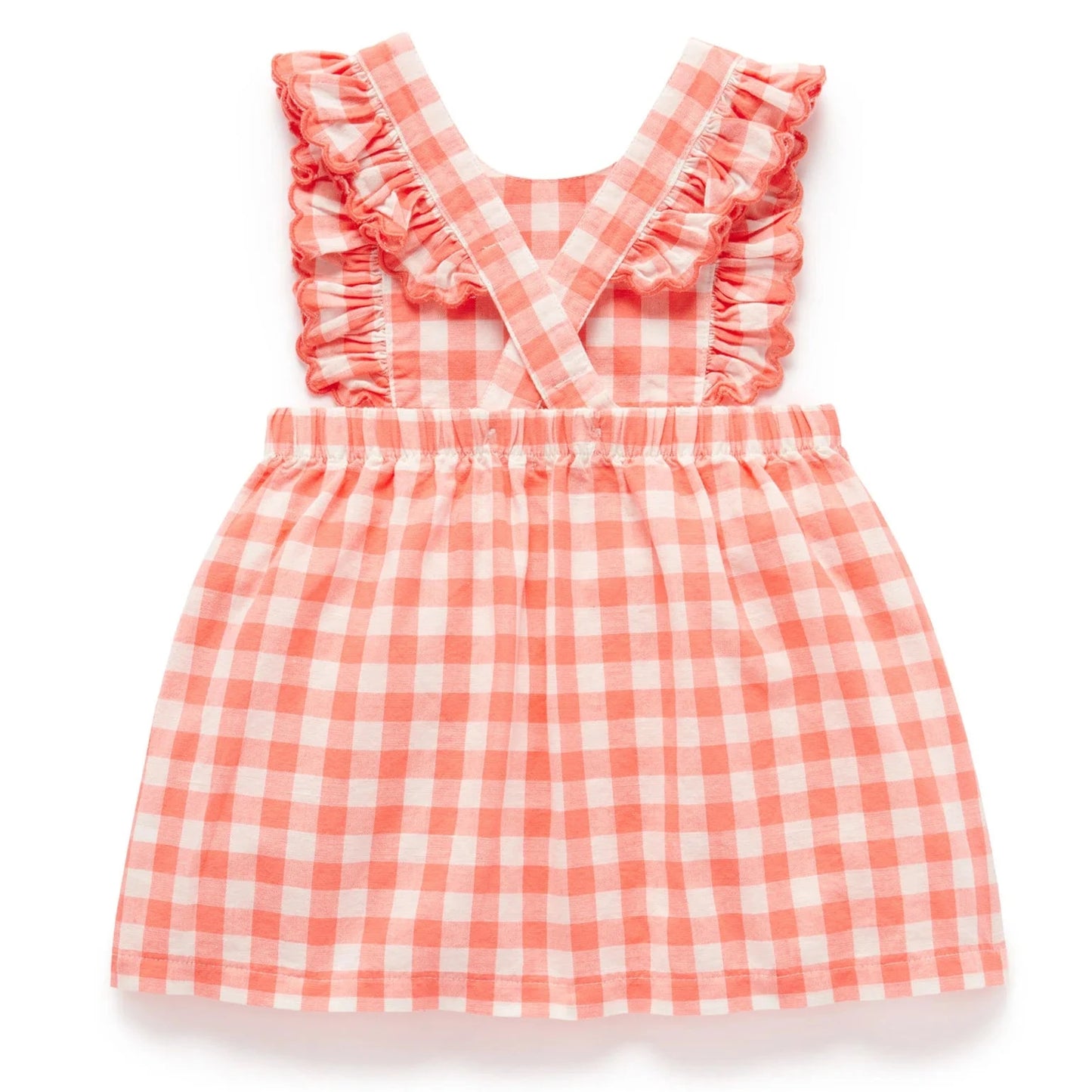 Gingham Pinnie- Coral