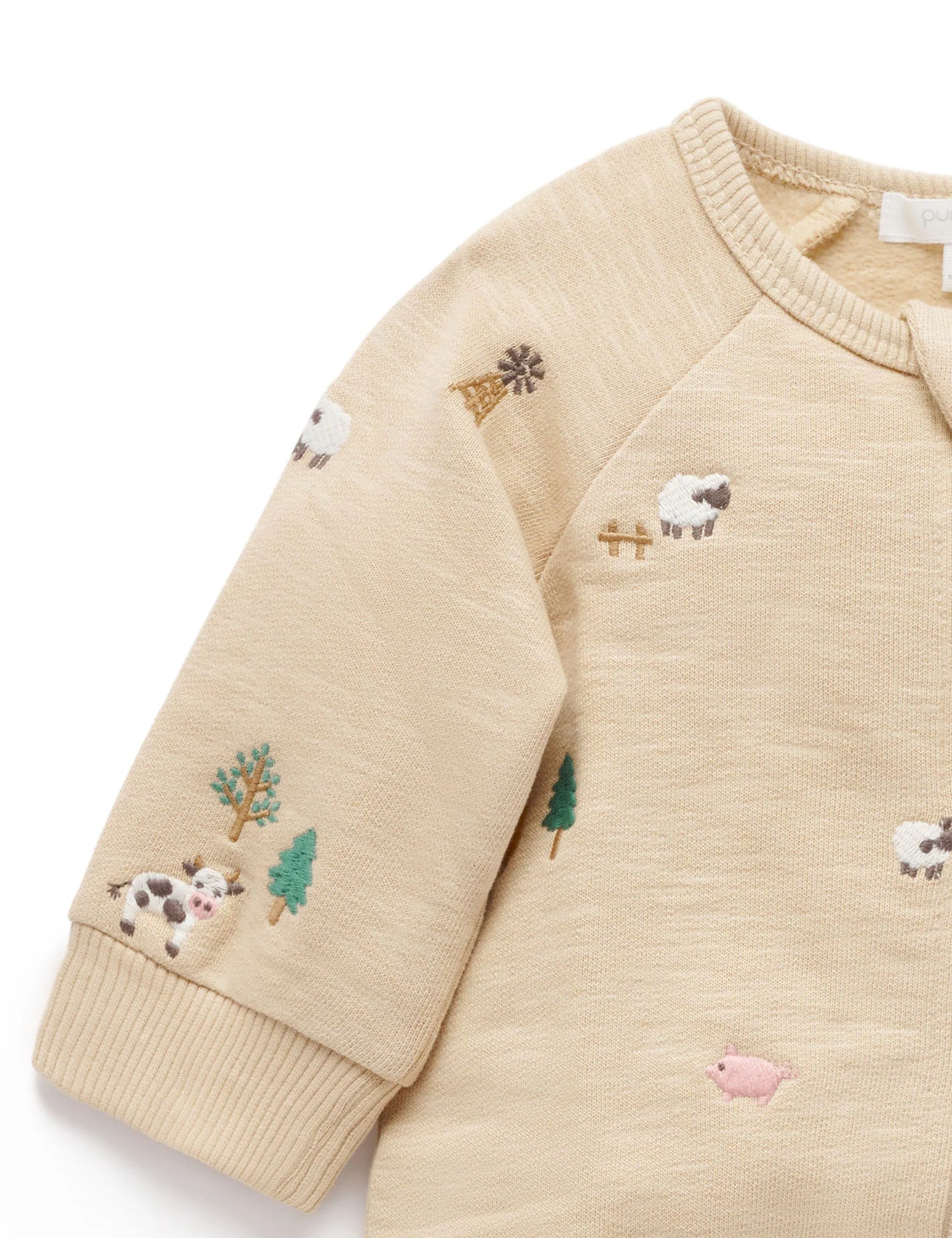 Embroidered Fleece Growsuit- Farm Friends
