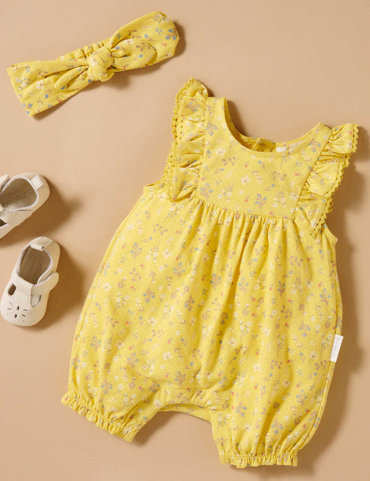 Ruffle Shortie Growsuit- Sunshine Floral