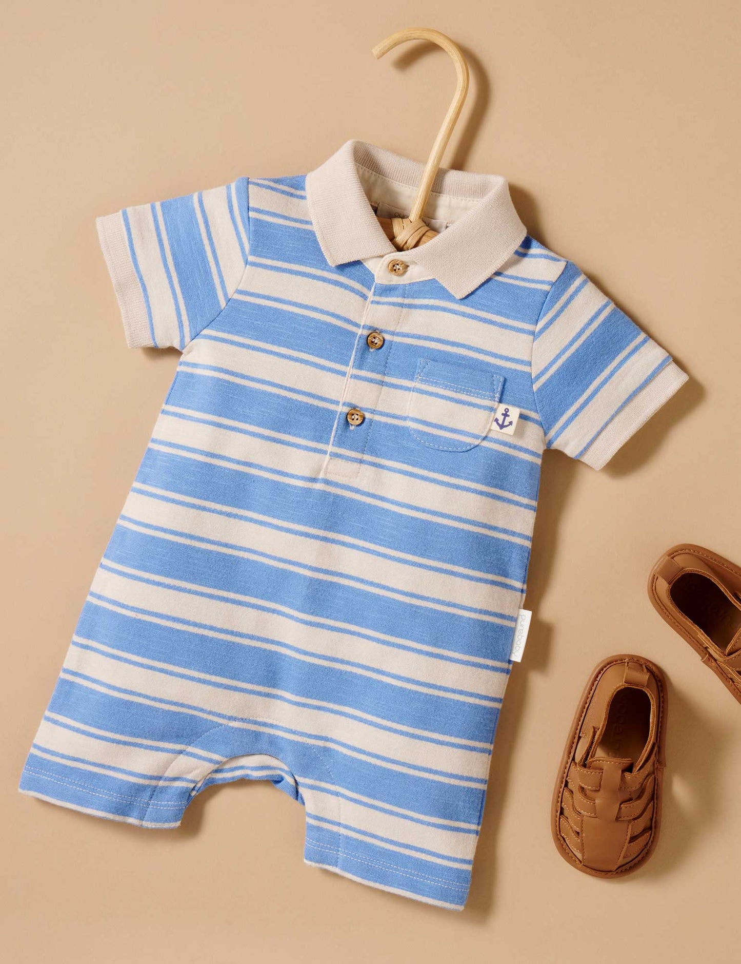 Ocean Stripe Polo Growsuit