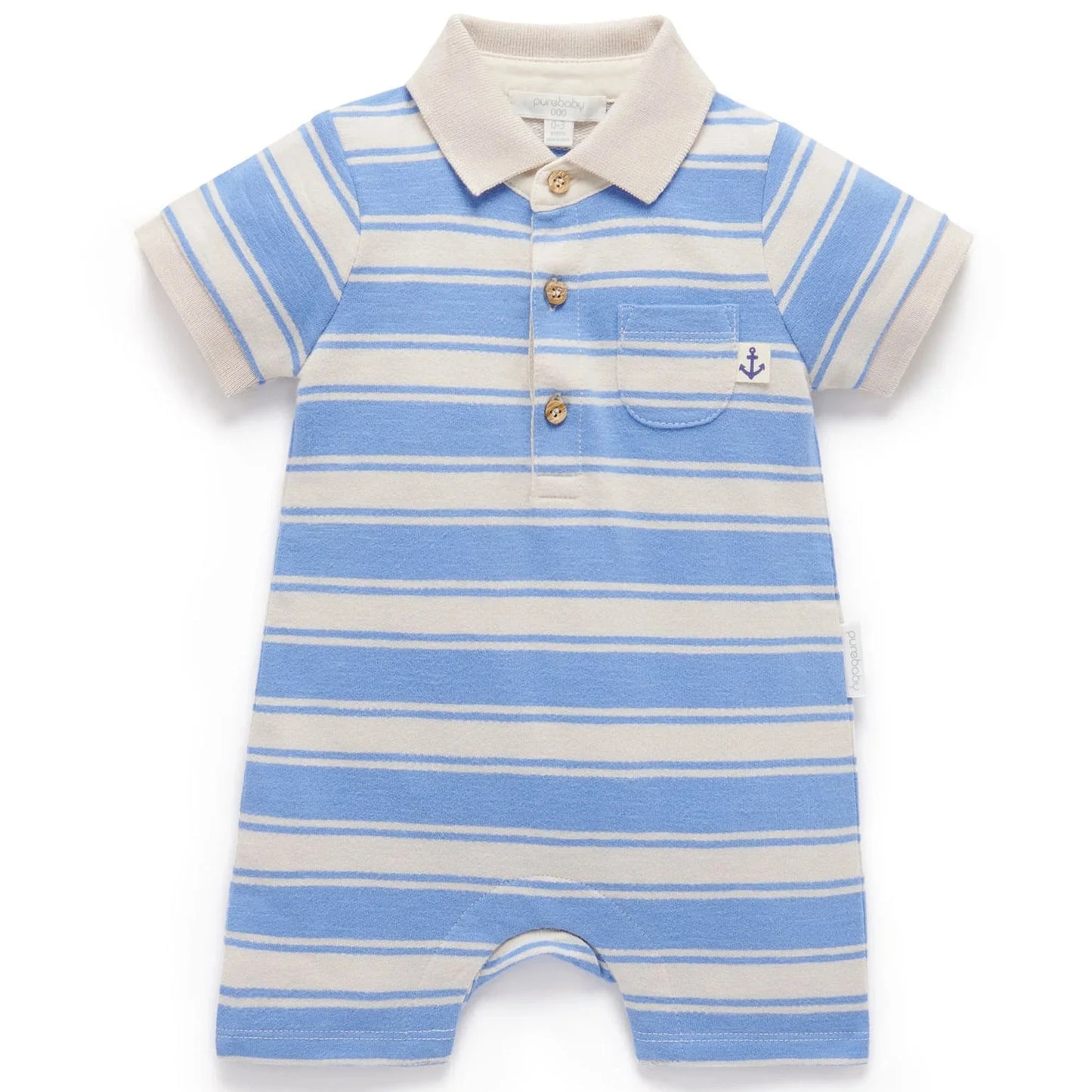 Ocean Stripe Polo Growsuit