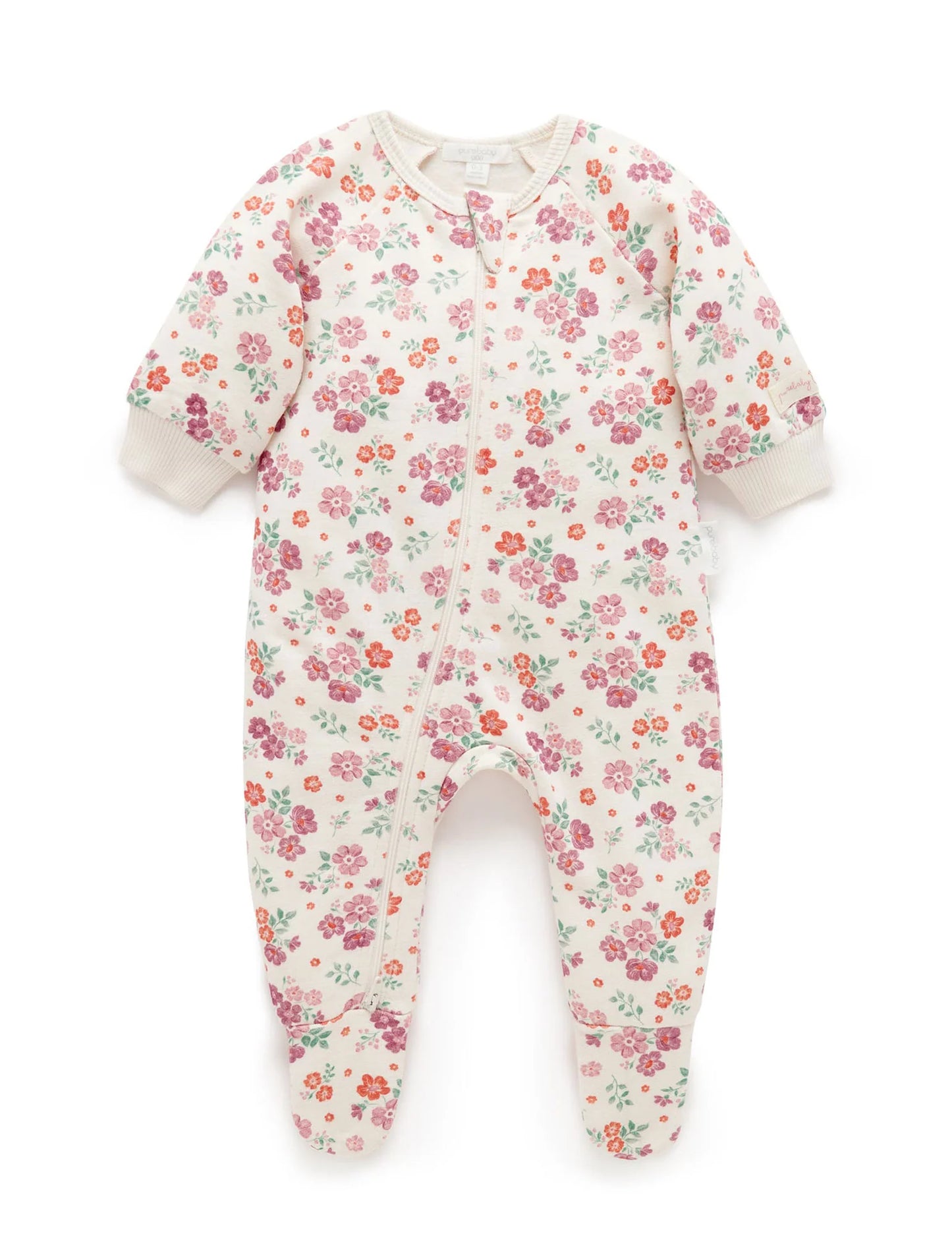 Fleecey Zip Growsuit- Marshmellow Floral