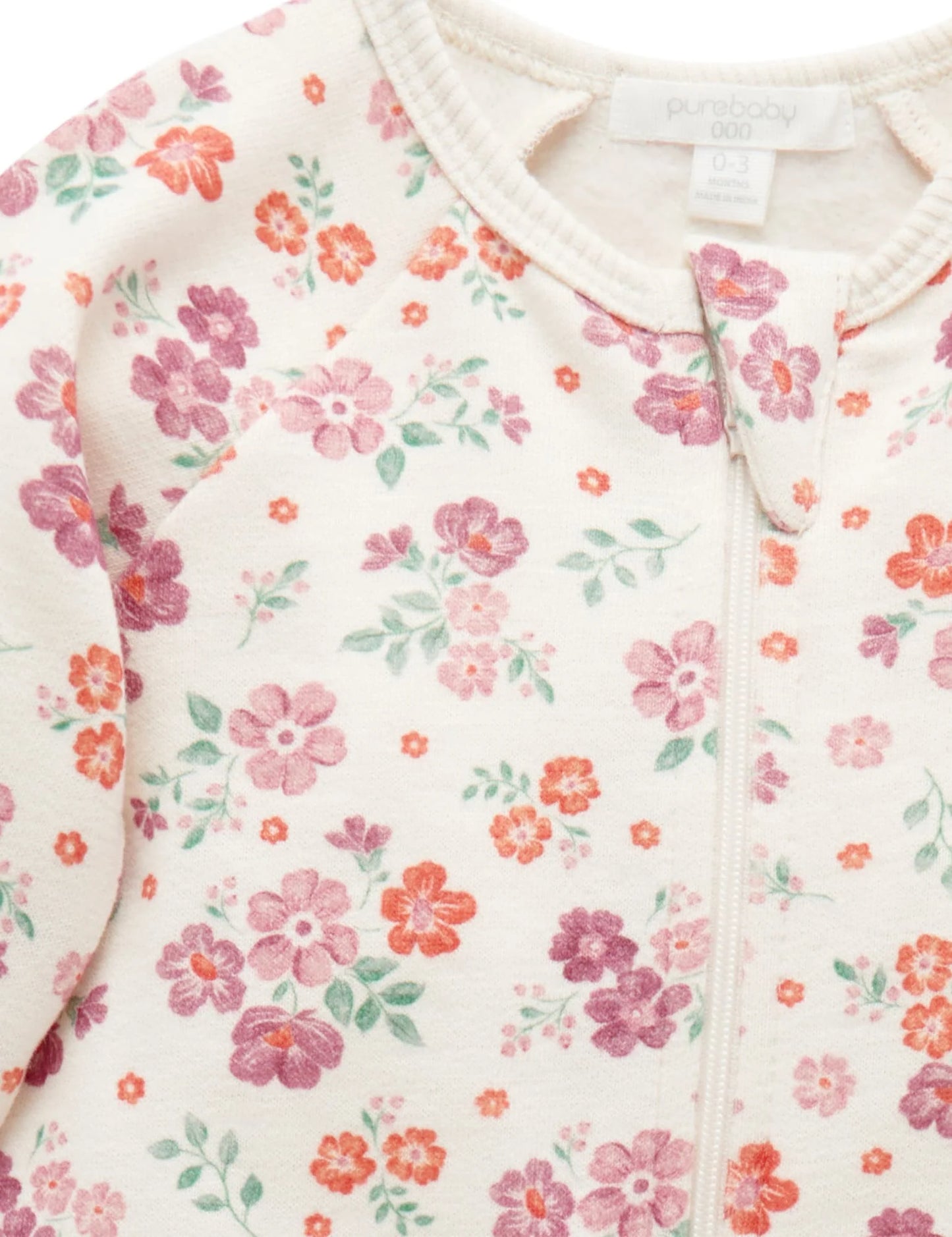 Fleecey Zip Growsuit- Marshmellow Floral