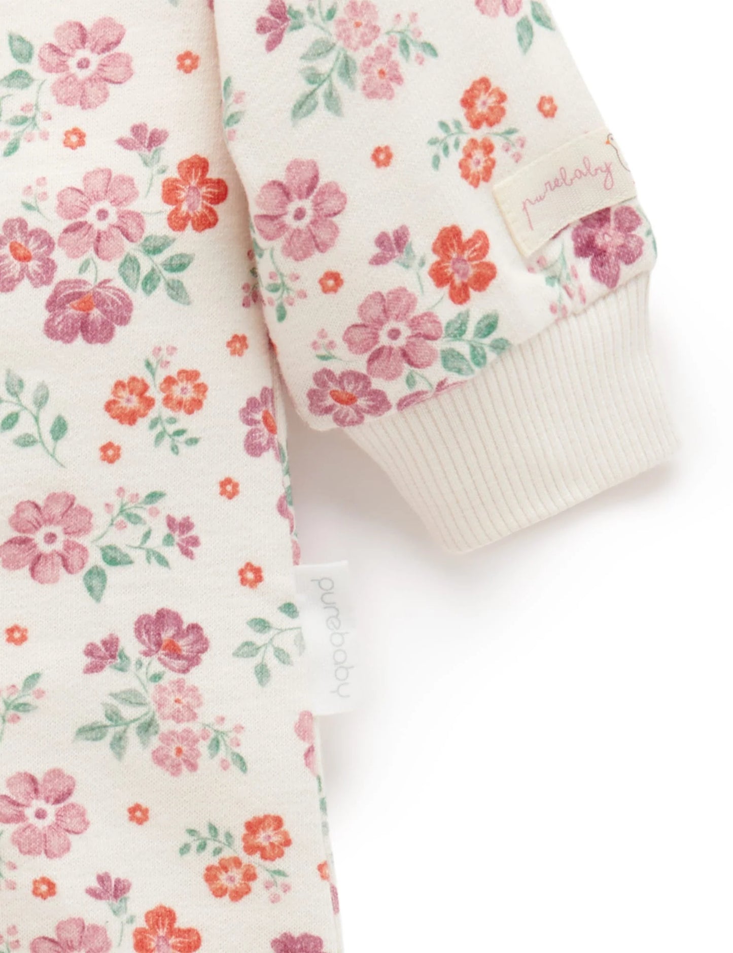 Fleecey Zip Growsuit- Marshmellow Floral