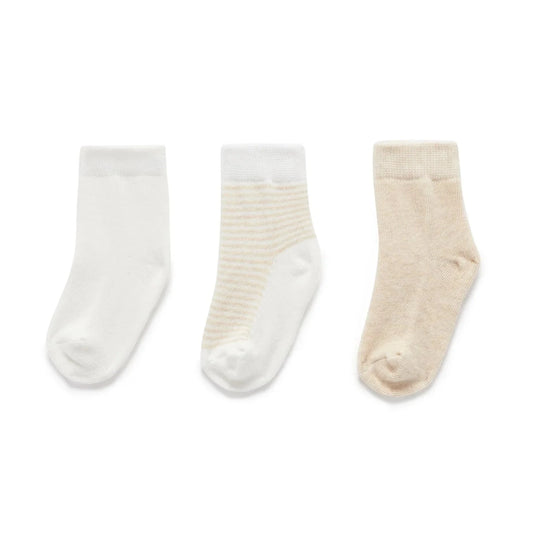 Socks 3 Pack- Wheat/Vanilla