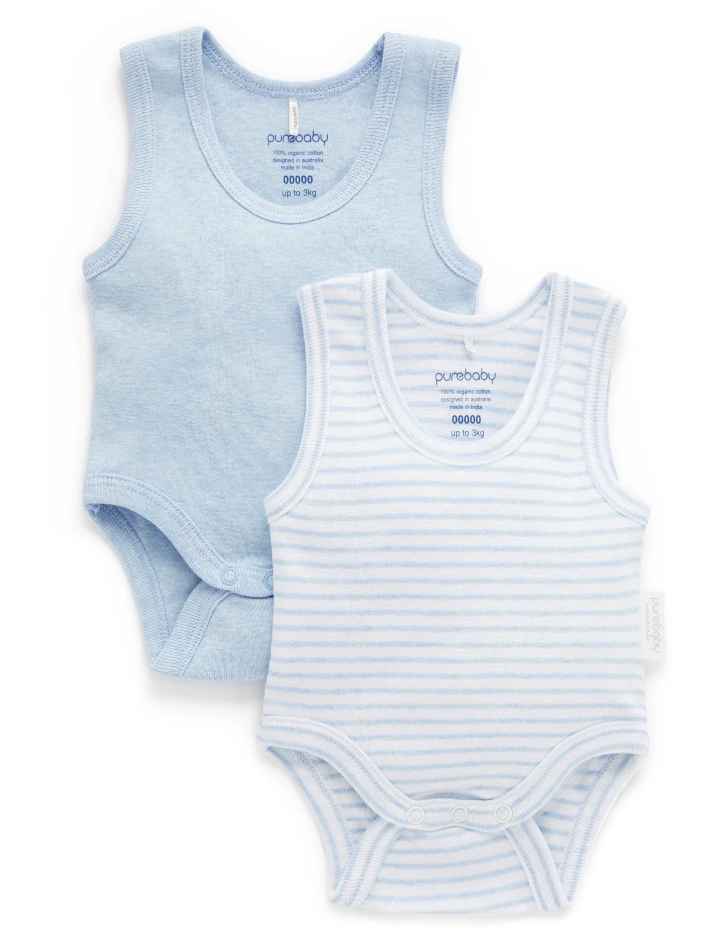 Rib Bodysuit 2 Pack- Pale Blue