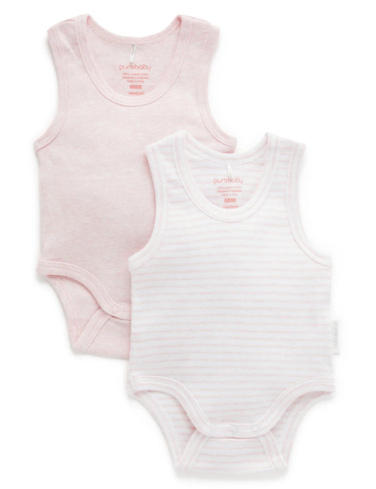 Rib Bodysuit 2 Pack- Pale Pink