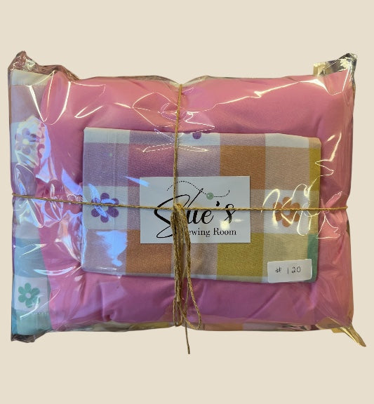 Kindy Sheet Set- Gingham Rainbow Flower