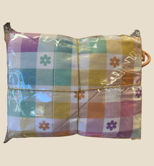 Kindy Sheet Set- Gingham Rainbow Flower
