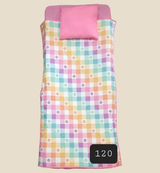 Kindy Sheet Set- Gingham Rainbow Flower
