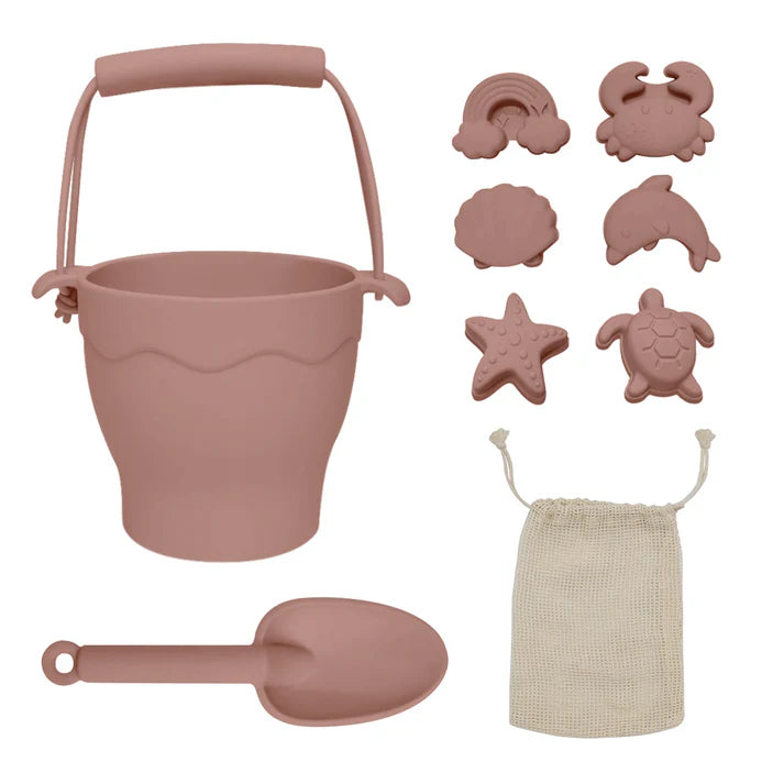 Silicone 8pcs Bucket & Spade Set- Rose