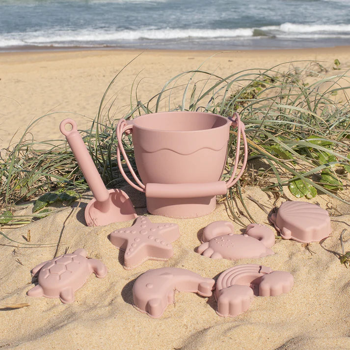 Silicone 8pcs Bucket & Spade Set- Rose